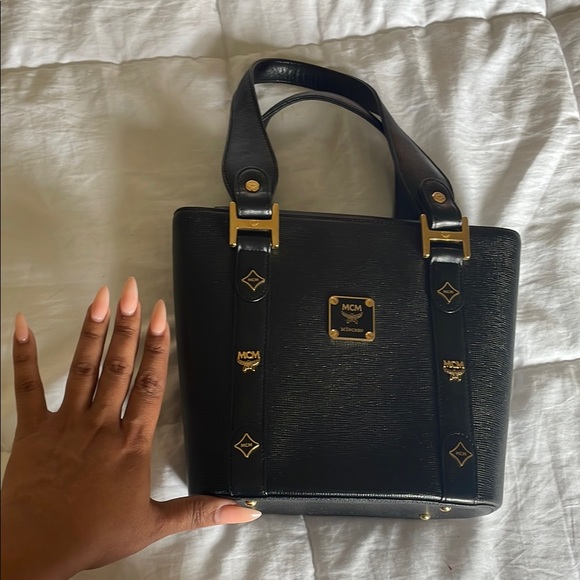 MCM Black and Gold Textured Tote - Picture 2 of 9